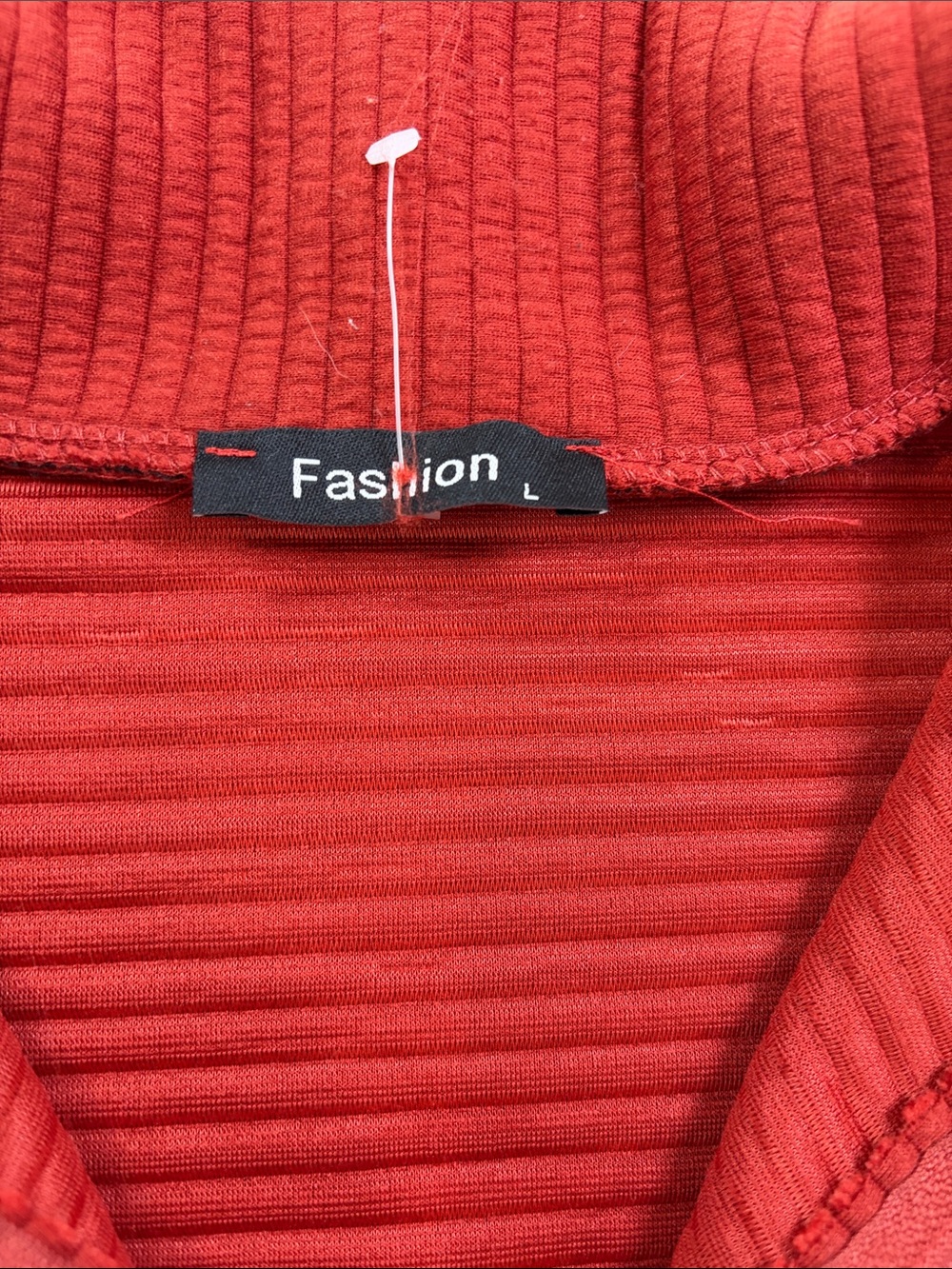 Quarter-Zip Ribbed Pullover Sweater - Rust Red - Picture 4 of 4